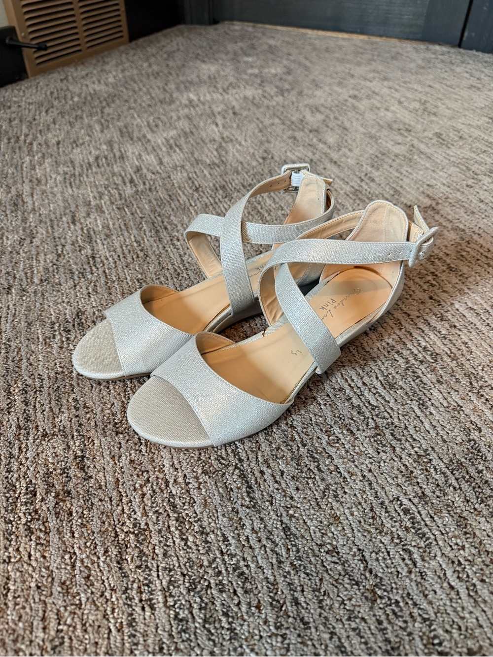 Silver Strappy Low-Heel Sandals for Women